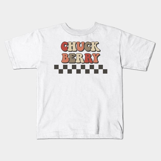 Chuck Berry Checkered Retro Groovy Style Kids T-Shirt by Time Travel Style